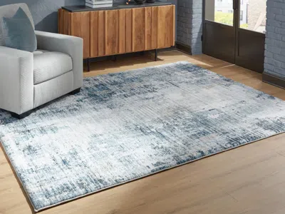 Ashley Arlenmont 7'6" X 9'6" Memory Foam Area Rug In Blue/white/brown