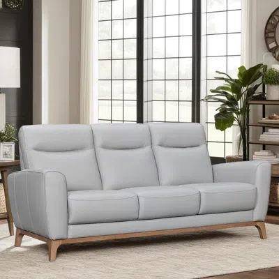 Ashley Armen Living Greyson Leather Sofa In Dove Gray