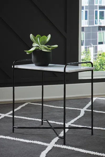 Ashley Ashber Accent Table In White/black