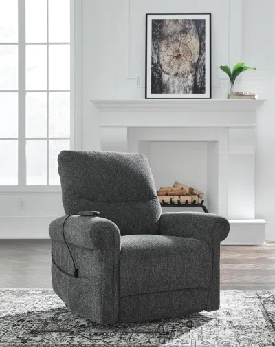 Ashley Aureta Next-gen Nuvella™ Performance Fabric Power Lift Recliner In Charcoal