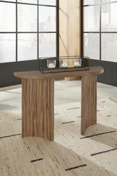 Ashley Austanny Sofa Table In Warm Brown