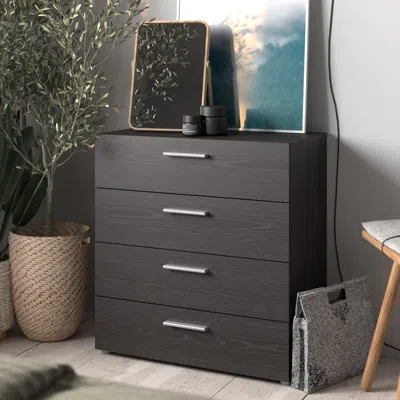 Ashley Austin 4 Drawer Chest In Black Woodgrain