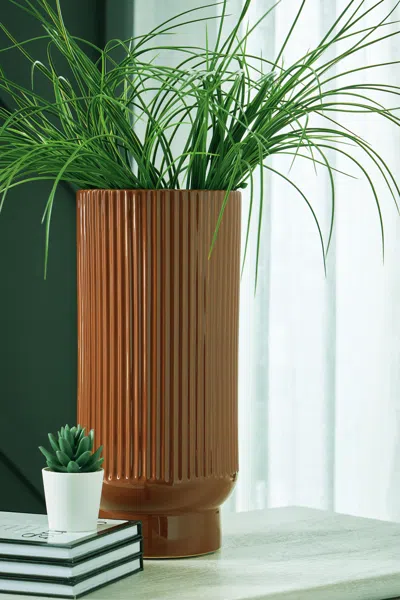 Ashley Avalyah Tall Indoor/outdoor Vase In Burnt Umber