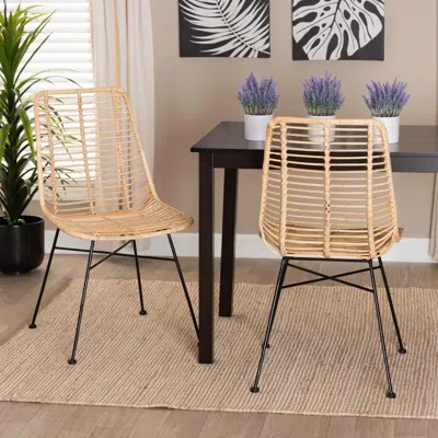 Ashley Bali & Pari Manhattan Dining Chair (set Of 2) In Natural/black