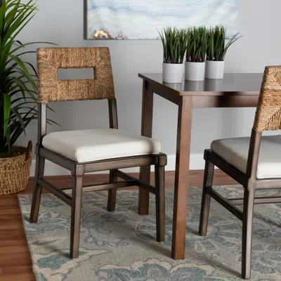 Ashley Bali & Pari Porsha Dining Chair In White/natural/walnut