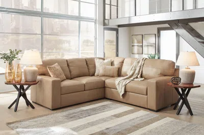 Ashley Bandon 2-piece Leather Sectional Leather In Toffee