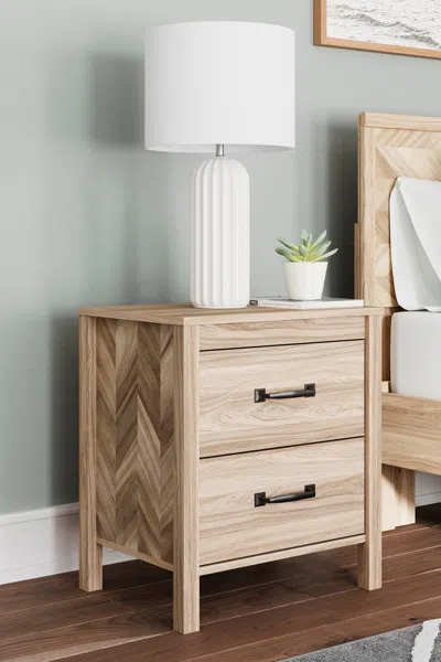 Ashley Battelle 22" 2 Drawer Nightstand In Tan