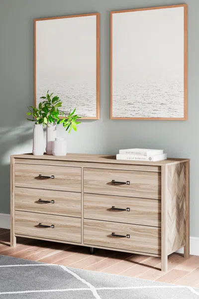 Ashley Battelle 6 Drawer Dresser In Tan