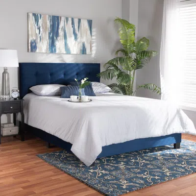 Ashley Baxton Studio Caprice Upholstered Panel Bed In Navy Blue/black