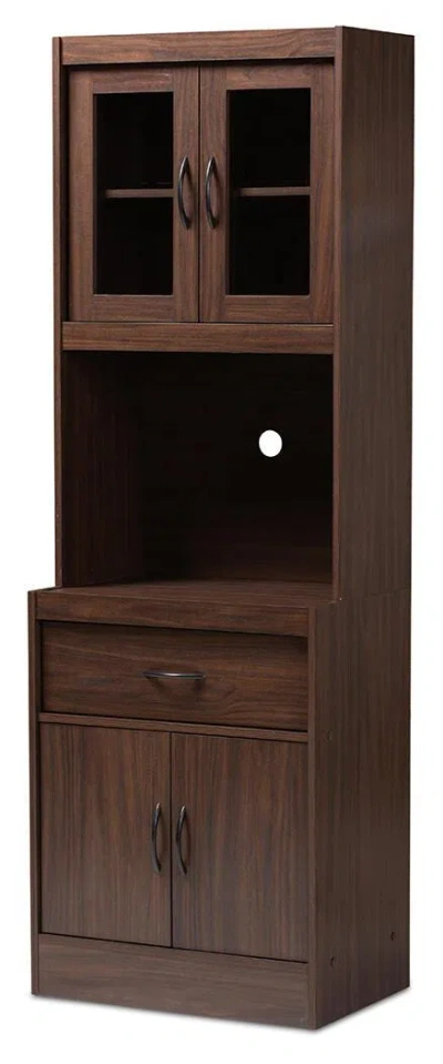 Ashley Baxton Studio Kitchen Cabinet With Hutch In Walnut