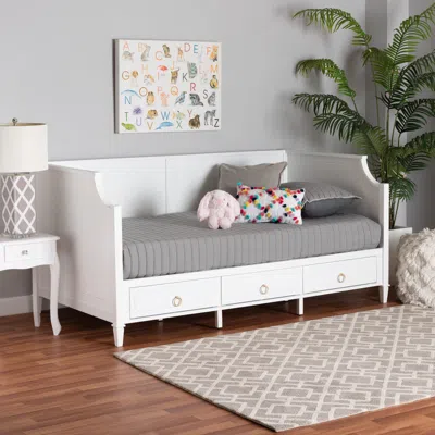 Ashley Baxton Studio Lowri Twin 3-drawer Daybed In White/gold