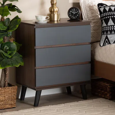Ashley Baxton Studio Roldan 3-drawer Bedroom Chest In Gray/walnut Brown/black
