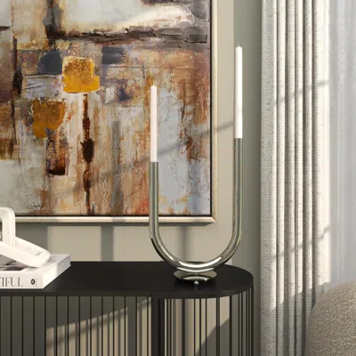 Ashley Bayberry Lane Abstract U-shaped Candelabra In Silver