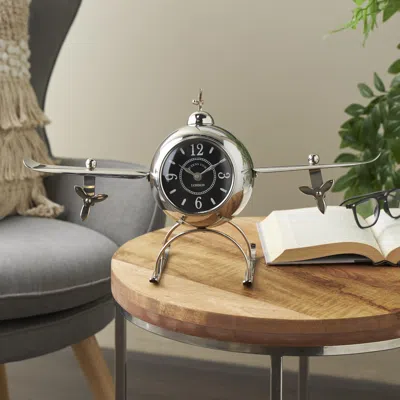 Ashley Bayberry Lane Airplane Tabletop Clock In Silver