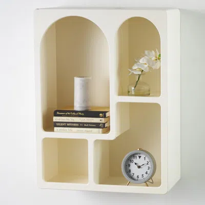 Ashley Bayberry Lane Arched Wall Shelf With Block Shapes In Cream