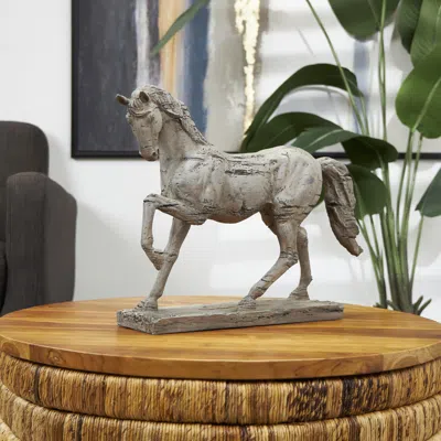 Ashley Bayberry Lane Horse Prancing Sculpture In Beige
