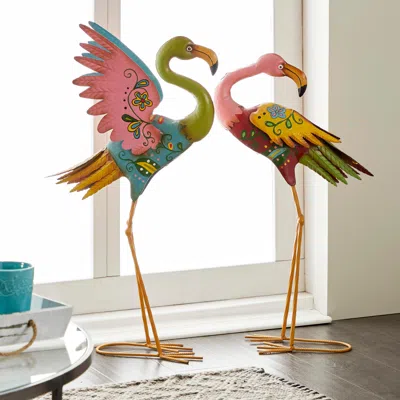 Ashley Bayberry Lane Outdoor Flamingo Garden Sculpture (set Of 2) In Multi