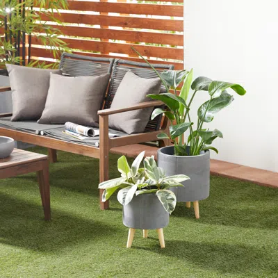 Ashley Bayberry Lane Outdoor Oxide Planter With Legs Set Of 2 In Gray