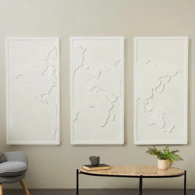 Ashley Bayberry Lane World Map 3d Home Wall Decor Set In White