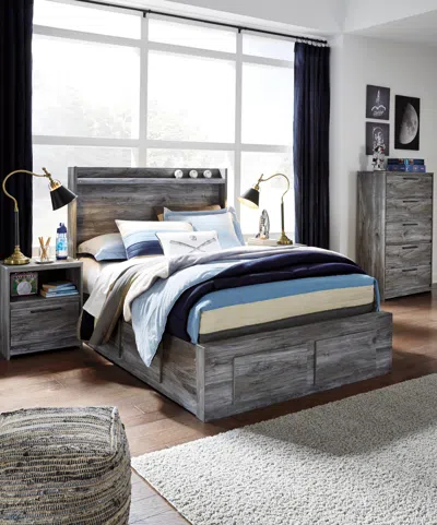 Ashley Baystorm Full Panel Bed With 4 Storage Drawers In Gray