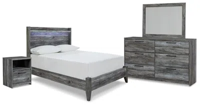 Ashley Baystorm Full Panel Bed With Mirrored Dresser And Nightstand In Gray