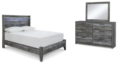 Ashley Baystorm Full Panel Bed With Mirrored Dresser In Gray