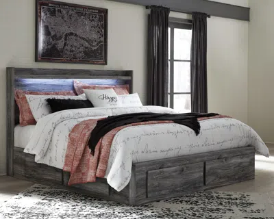 Ashley Baystorm King Panel Bed With 6 Storage Drawers In Gray