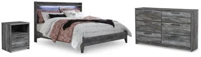Ashley Baystorm King Panel Bed With Dresser And Nightstand In Gray