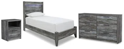 Ashley Baystorm Twin Panel Bed With Dresser And Nightstand In Gray