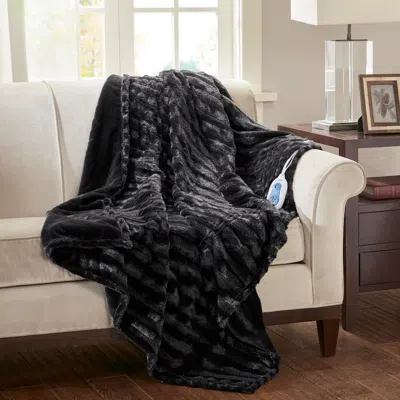 Ashley Beautyrest® Heated Duke Faux Fur Throw In Black