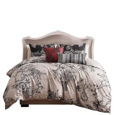 Ashley Bebejan French Linen 5 Piece Queen Reversible Comforter Set In Tan