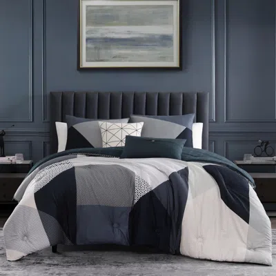 Ashley Bebejan® Geo Fusion 5 Piece Reversible King Comforter Set In Blue