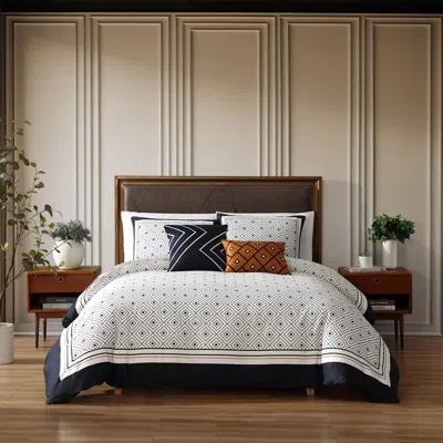 Ashley Bebejan® Geometric 5 Piece Reversible Queen Comforter Set In White