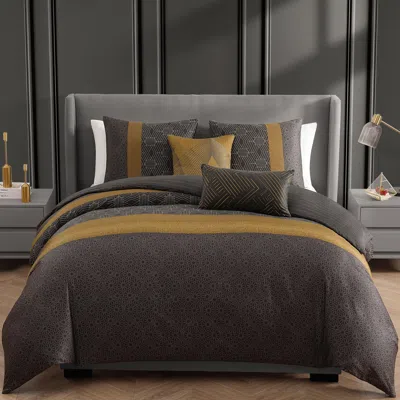 Ashley Bebejan Golden Hex 5-piece Queen Comforter Set In Gray