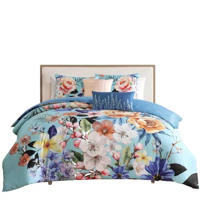 Ashley Bebejan Turquoise 5-piece King Reversible Comforter Set In Teal