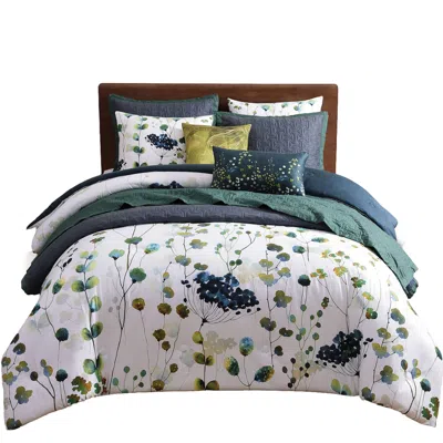 Ashley Bebejan Vines 8 Piece Queen Comforter Set In Blue