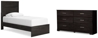 Ashley Belachime Twin Panel Bed With Dresser In Charcoal
