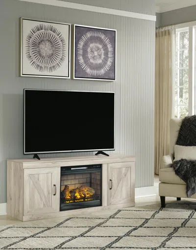 Ashley Bellaby 60" Tv Stand With Electric Fireplace In Whitewash