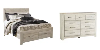 Ashley Bellaby Queen Platform Bed With 2 Storage Drawers Dresser In Whitewash