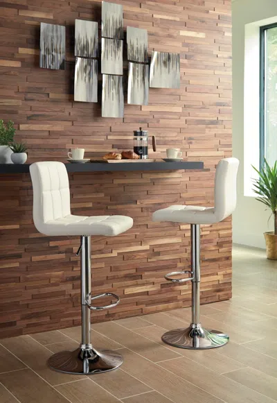 Ashley Bellatier Adjustable Height Bar Stool With Tufted Back (set Of 2) Leather In Bone