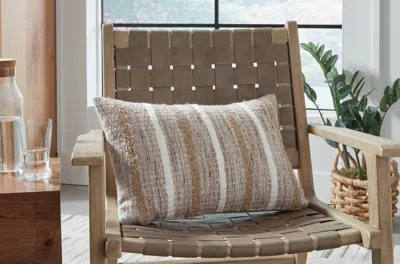 Ashley Benish Pillow In Tan/brown/white