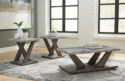 Ashley Bensonale Table (set Of 3) In Brown/gray
