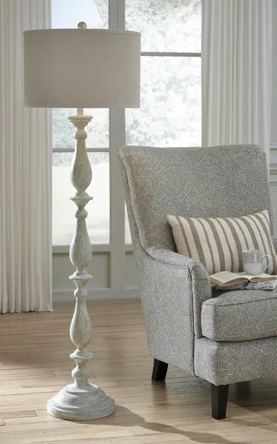 Ashley Bernadate Floor Lamp In Whitewash
