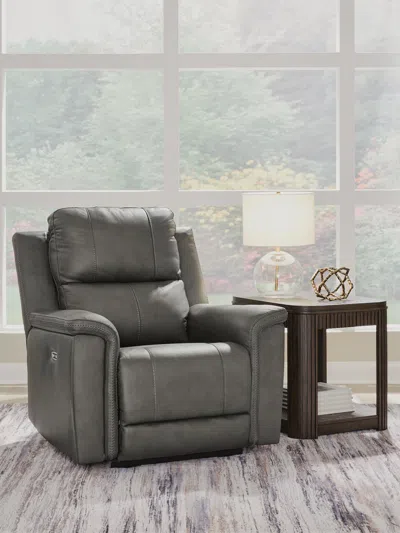 Ashley Beryton Dual Power Leather Recliner Leather In Anchor