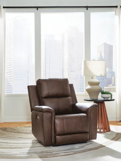 Ashley Beryton Dual Power Leather Recliner Leather In Espresso
