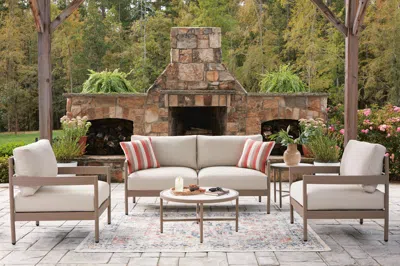 Ashley Big Creek Cove 5-piece Outdoor Conversation Set In Beige