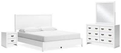 Ashley Binterglen California King Panel Bed With Mirrored Dresser And Nightstand In White