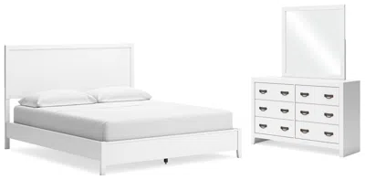 Ashley Binterglen California King Panel Bed With Mirrored Dresser In White