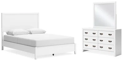 Ashley Binterglen Queen Panel Bed With Mirrored Dresser In White