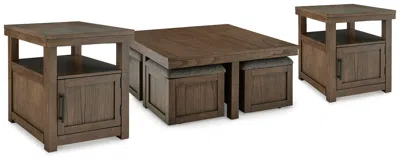 Ashley Boardernest Coffee Table With 2 End Tables In Brown
